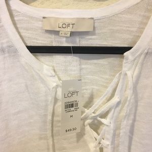 LOFT Tops - NWT LOFT white lace up long sleeve top LOFT Tops - NWT LOFT white lace up long sleeve top